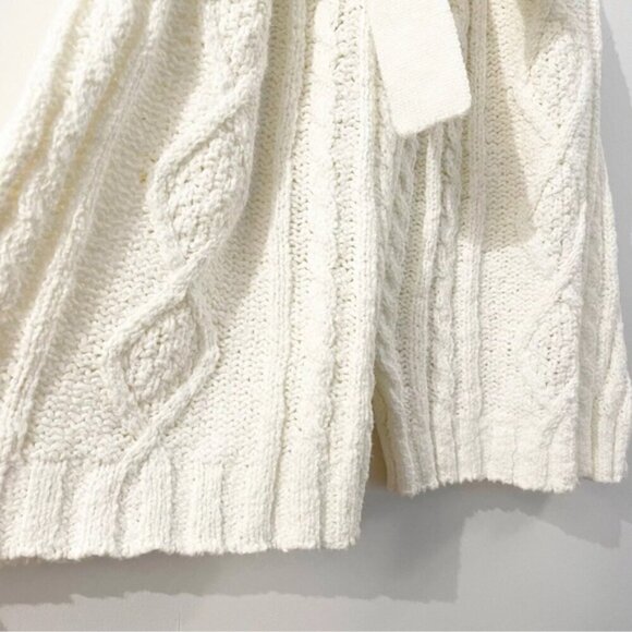 Free People Womens XS Cable Knit Sweater Shorts High Waisted Belted Ivory BOHO - Picture 7 of 10